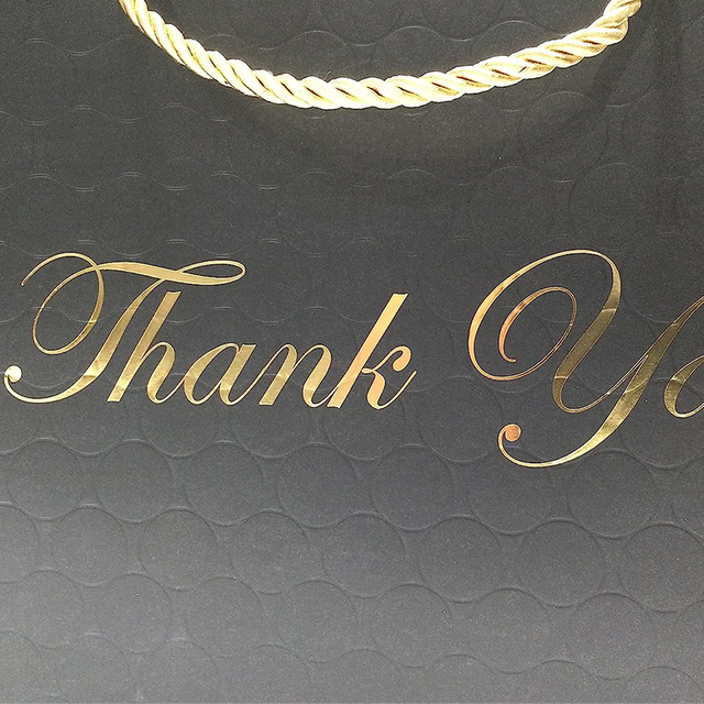 Custom Gold Hot Stamping Retail Shopping Gift Paperbag Boutique Packaging Bags Matte Black Paper Bag