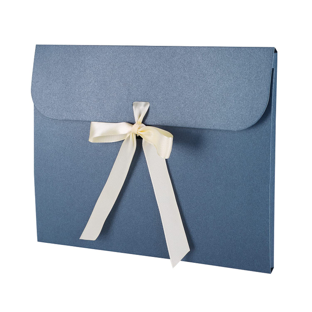 Custom Birthday Gift Card Paper Bags Cardboard Present Envelopes Scarf Wrapping Bags with Ribbon Bowknot