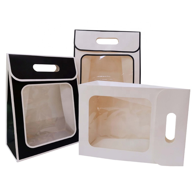 Valentine's Day Christmas Gift Flap Handheld Flower Bag Hand Gift Packaging Bag with window