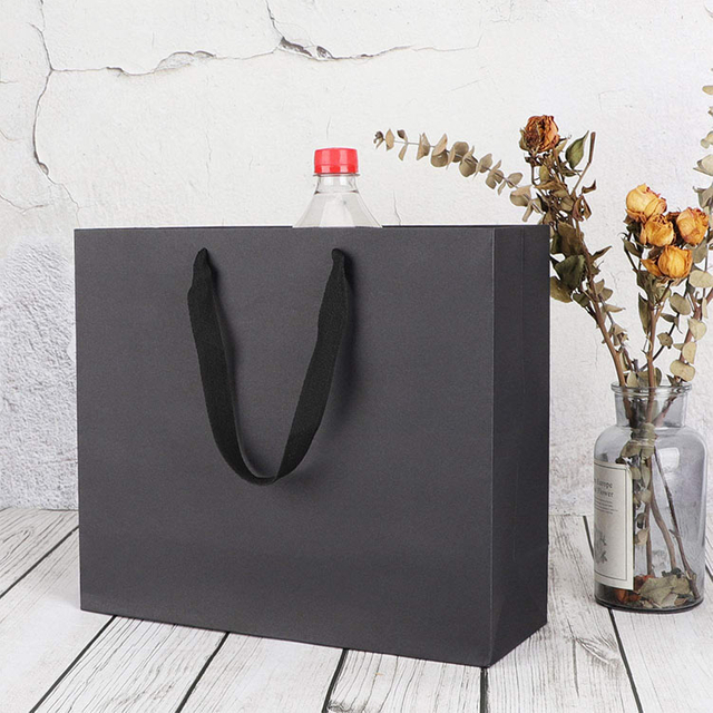 Custom Printed Your Own Logo White Black Kraft Gift Craft Shopping Paper Bag With Handles