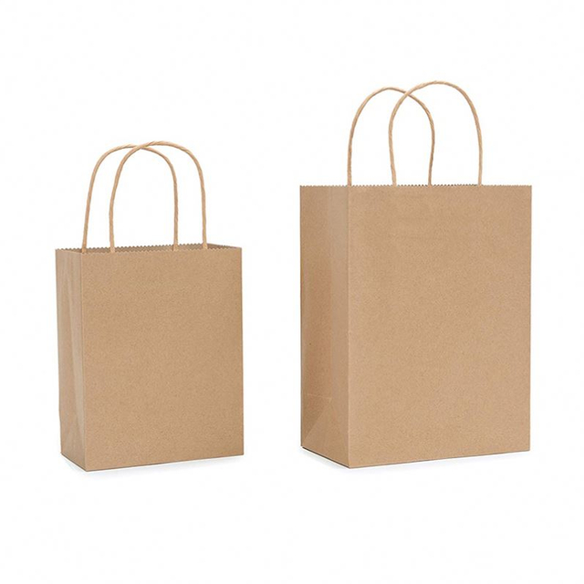 Small Business Craft Gift Totes Plain Natural Paper Bags Brown Kraft Shopping Bags