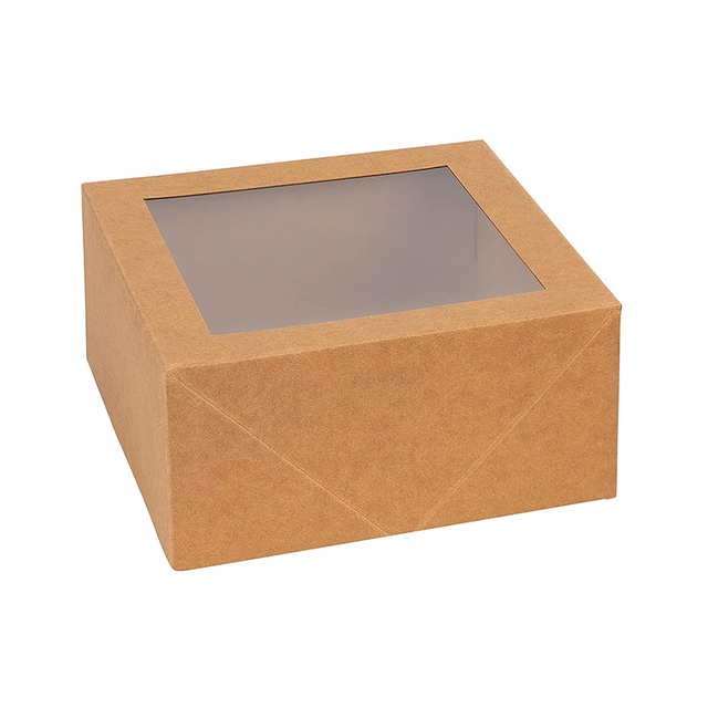 Custom Printed Logo Christmas Bakery Boxes Brown Kraft Paper Box with Window for Baking Bread Cookies Cupcake Goodies Food Gift