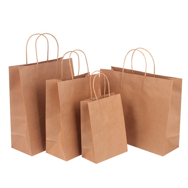 Wholesale Cheap Recyclable Custom Brown Kraft Paper Bags With Twisted Handle