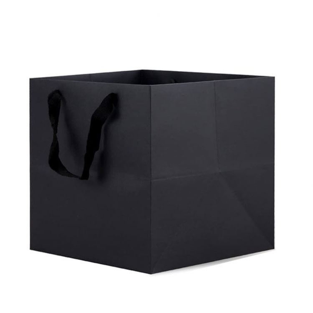 Luxury Ribbon Handle Boutique Shopping Packaging Bag Tote Paper Craft Gift Bags With Logo