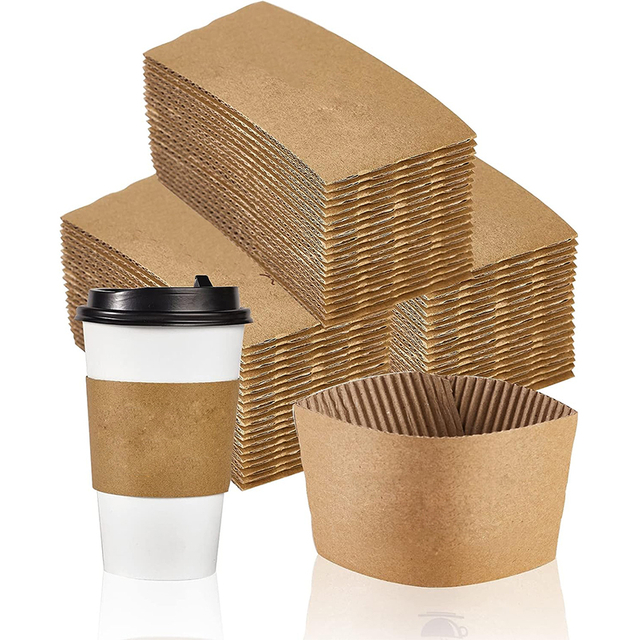 Custom Black Coffee Sleeves Disposable Cup Sleeve Corrugated Kraft Paper Coffee Cup Sleeve Cup Cardboard Protective Hot and Cold