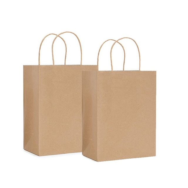 Small Business Craft Gift Totes Plain Natural Paper Bags Brown Kraft Shopping Bags
