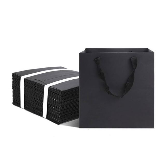 Luxury Ribbon Handle Boutique Shopping Packaging Bag Tote Paper Craft Gift Bags With Logo