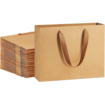 Customized LOGO Heavy Duty Kraft Brown Paper Bags with Handles Soft Cloth Party Favor Shopping Bags Retail Merchandise Bags