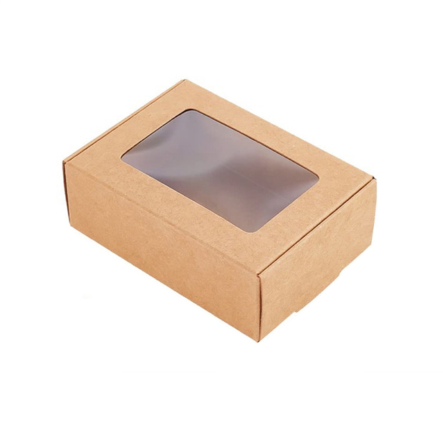 Rectangle Window Gift Box Folding Brown Kraft Paper Soap Packaging Boxes with Window