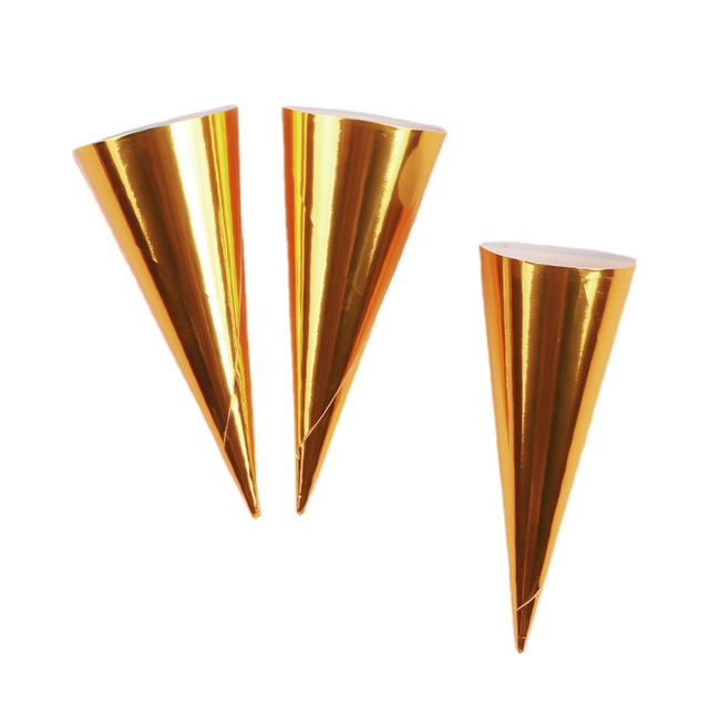 Disposable Custom Aluminum Foil Ice Cream Cone Paper Sleeves Conic Cone Wrapping Holder For Ice Cream