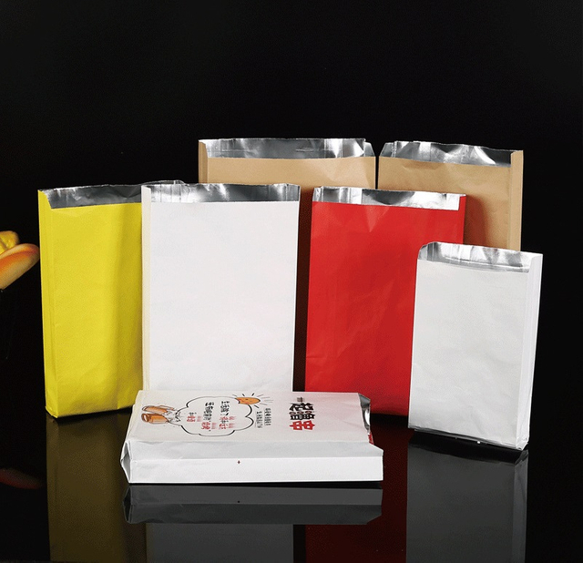 Aluminum Foil Hamburger Wrapper Disposable Paper Foil Bags Pouches for Fast Food