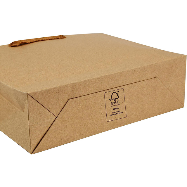 Customized LOGO Heavy Duty Kraft Brown Paper Bags with Handles Soft Cloth Party Favor Shopping Bags Retail Merchandise Bags