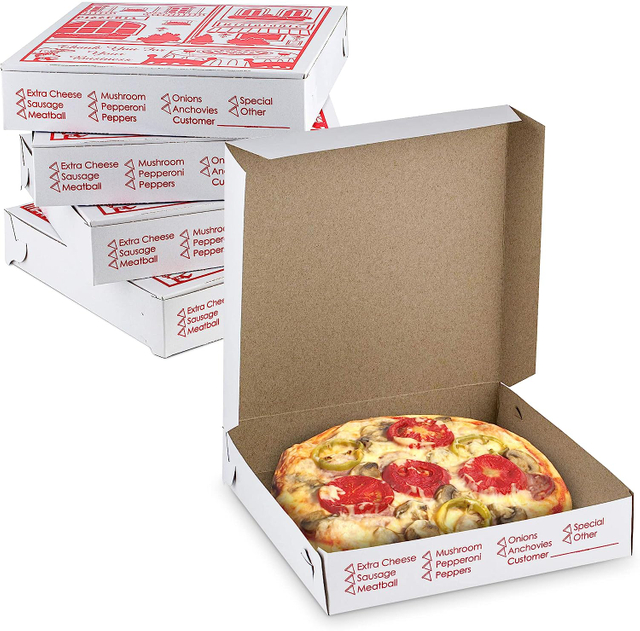 Wholesale Cheap Price Custom Size Printed 10 12 14 18 Inch 33x33 40x40 Cardboard Paper White Pizza Boxes
