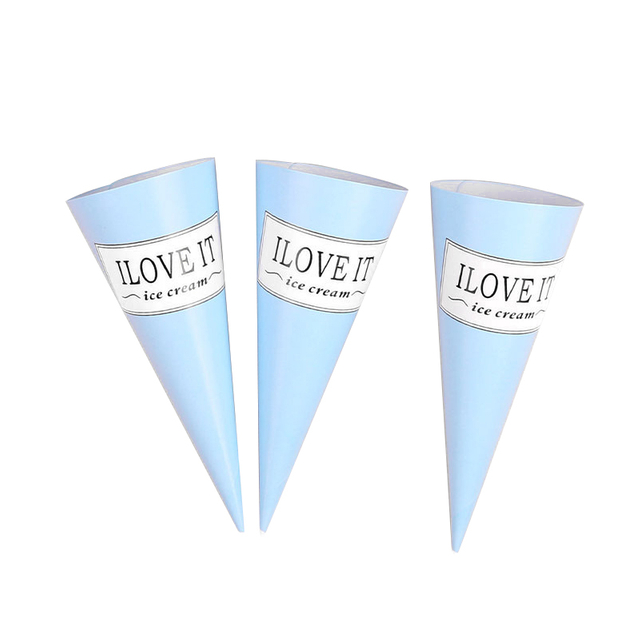 Disposable Custom Aluminum Foil Ice Cream Cone Paper Sleeves Conic Cone Wrapping Holder For Ice Cream