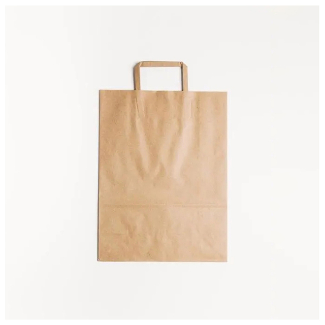Custom Logo Print Recycled Brown White Kraft Shopping Food Packaging Paper Bag Handles with Your Own Logo