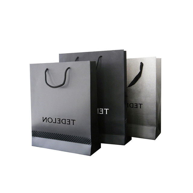 Black Paper Bag Customizable Bag Digital Printing Matte With Your Own Logo Black Laminated Paper Shopping Paper Gift