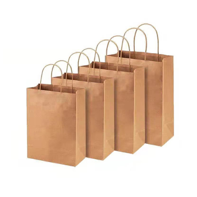 Custom Eco Friendly Packaging Gift Bag For Clothes Luxury Beige Paper Bag Cream-Colored Shopping Bag With Ribbon Handle