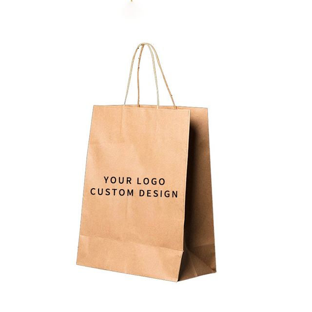 Customizable Printed Bread Xmas Custom With Handles Eco-Friendly Foldable Reusable Bags Kraft Paper Bag