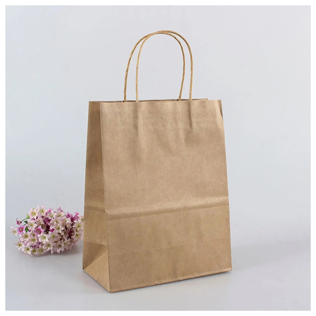Wholesale Custom Printed Food Packaging Kraft Brown Paper Bags White Craft Package Bag With Twisted Handle