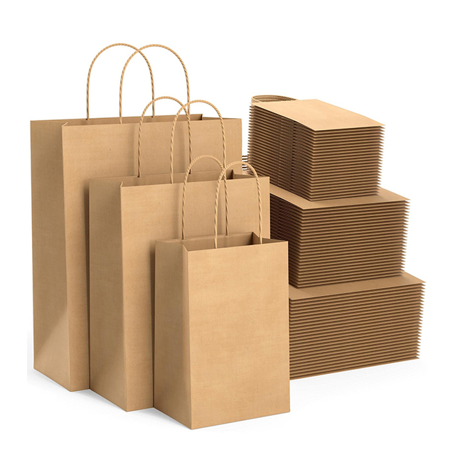Customizable Printed Wrapping For Gift Bulk Xmas Custom With Handles Brown Bags Paper Bag