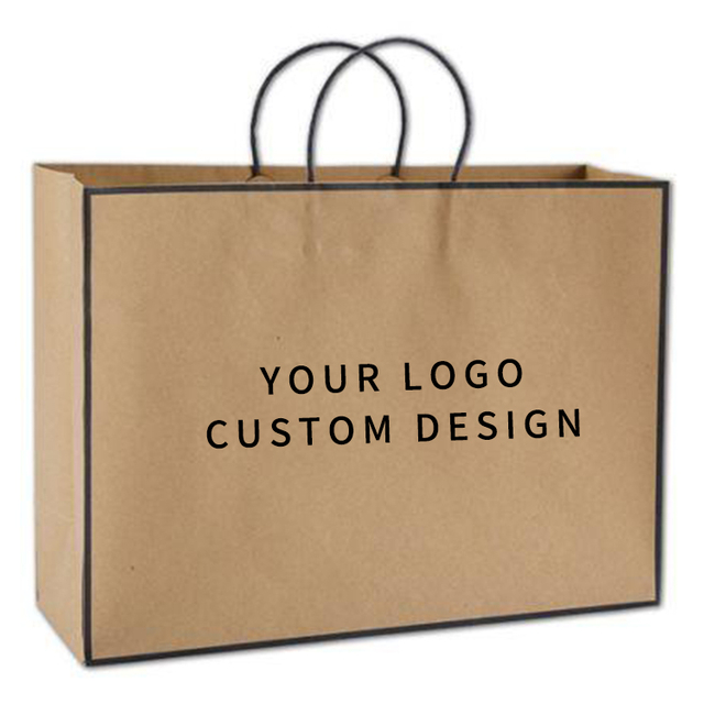 Food Grade Stand Up Christmas Brown Handbag Plain Gift Bulk Bags Kraft Paper Bag