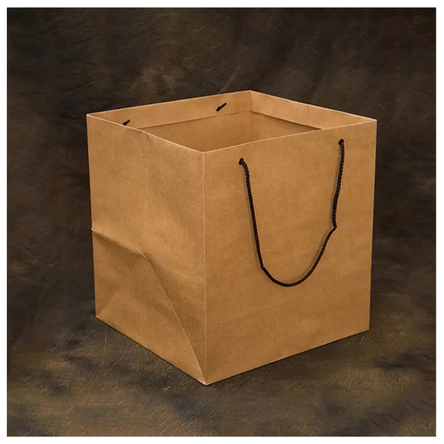 Paper Bags with Your Own Logo Recyclable Kraft Paper Jewellery Bag with Logos in Golden Stamping