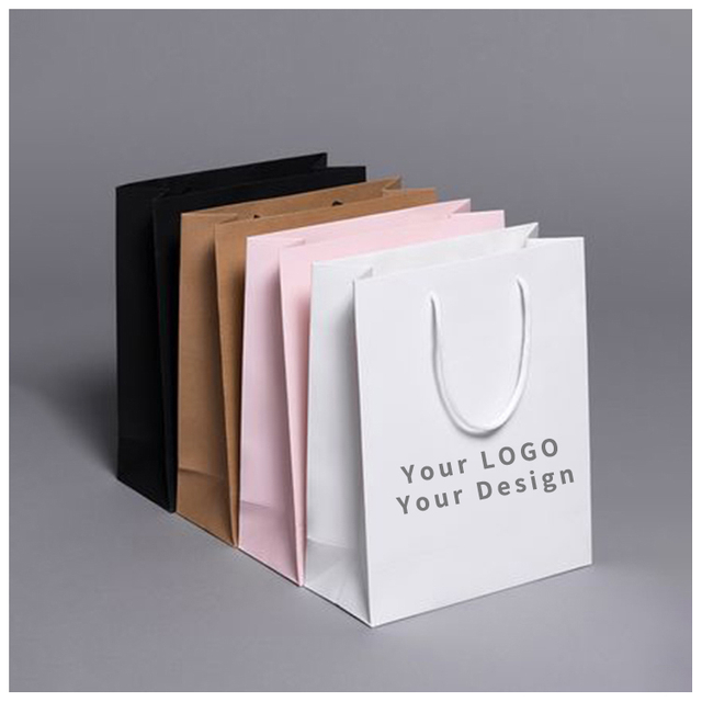 Kraft Tissue Present Small Handles Custom With Logo Brown Gift Big Bags Paper Bag