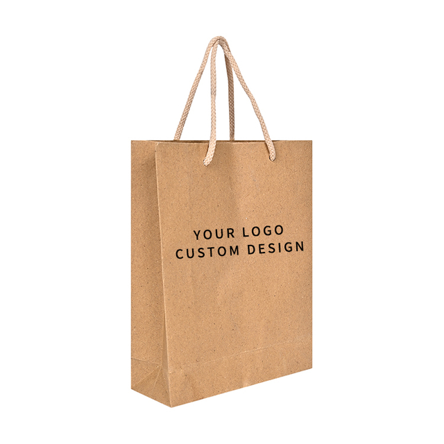Die Cut Handle Small Shopping Parchment Reusable Bags Kraft Paper Bag
